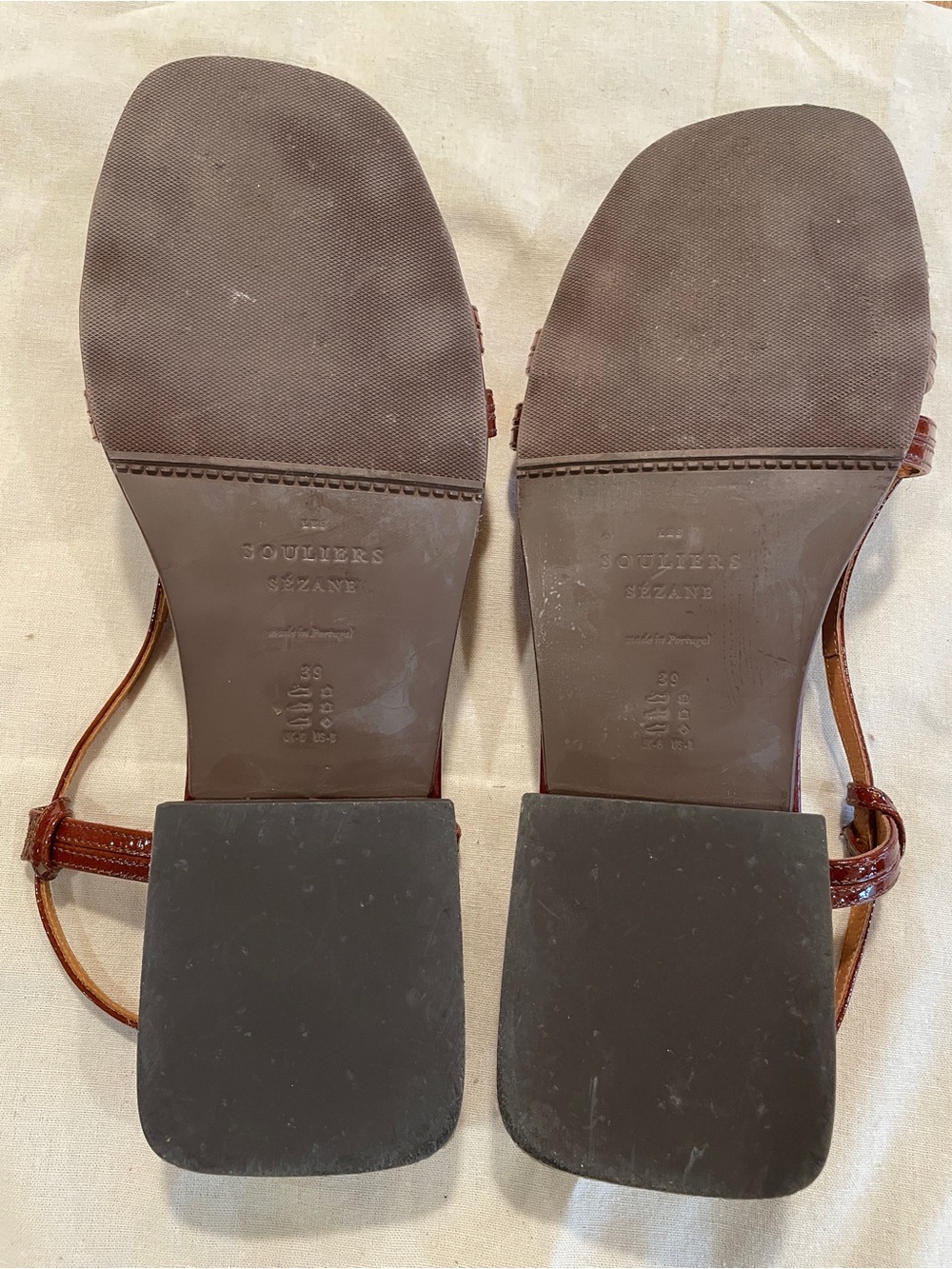 Sezane Patent Leather Strappy Sandals in Deep Wine - Picture 3 of 4